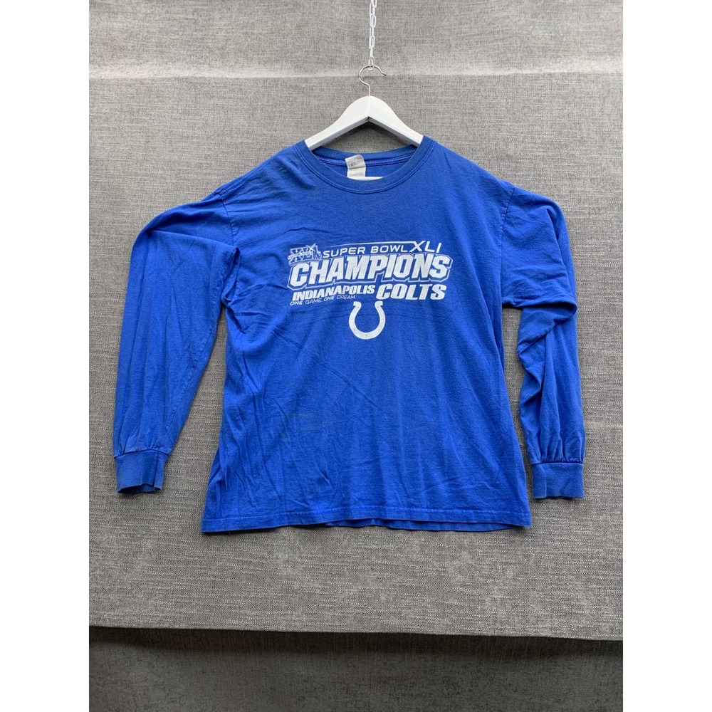 Indianapolis Colts Super Bowl XLI Champions Shirt Men L Blue Gildan Football NFL